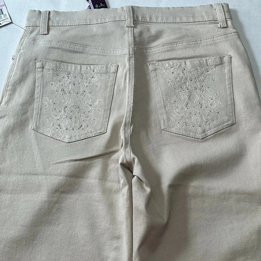 Gloria Vanderbilt Amanda‎ Skimmer Crop Stretch Embellished Pockets Size 6P NWT